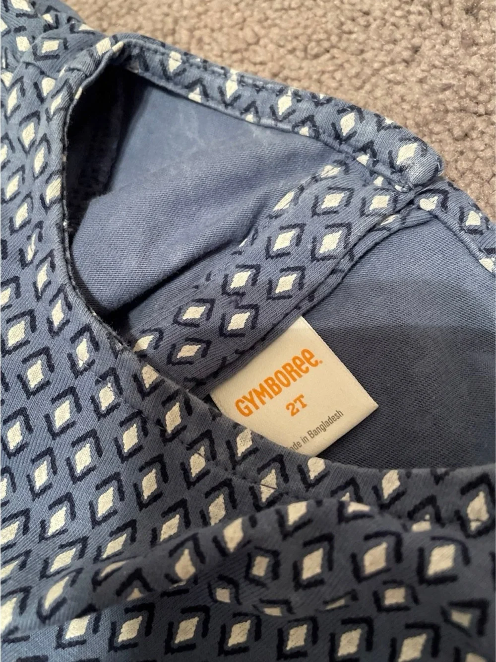 Gymboree Navy and White Printed Ruffle-Sleeve Romper